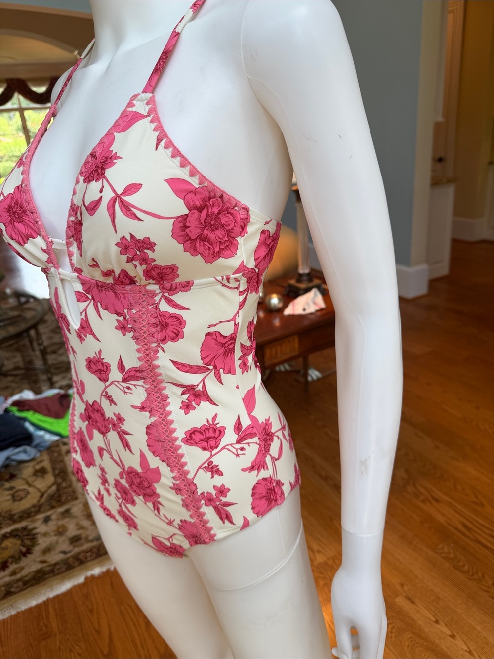 Pink Floral One-Piece Swimsuit - Picture 3 of 6